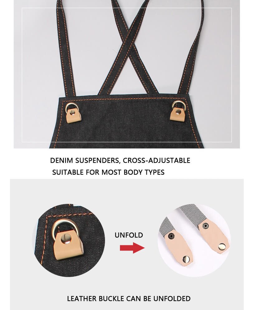 Denim apron wholesale commercial milk tea shop barista catering kitchen canvas suspenders work clothes female studio - Image 2