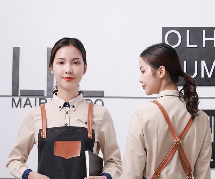 Denim canvas apron chef restaurant work clothes barbecue baking coffee shop apron custom logo - Image 2