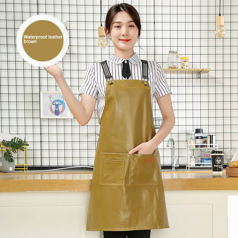 Customized logo printing on denim canvas fashionable women's aprons for restaurants, home use, wear-resistant kitchen workwear, car wash workwear, and seafood processing workwear. - Image 17