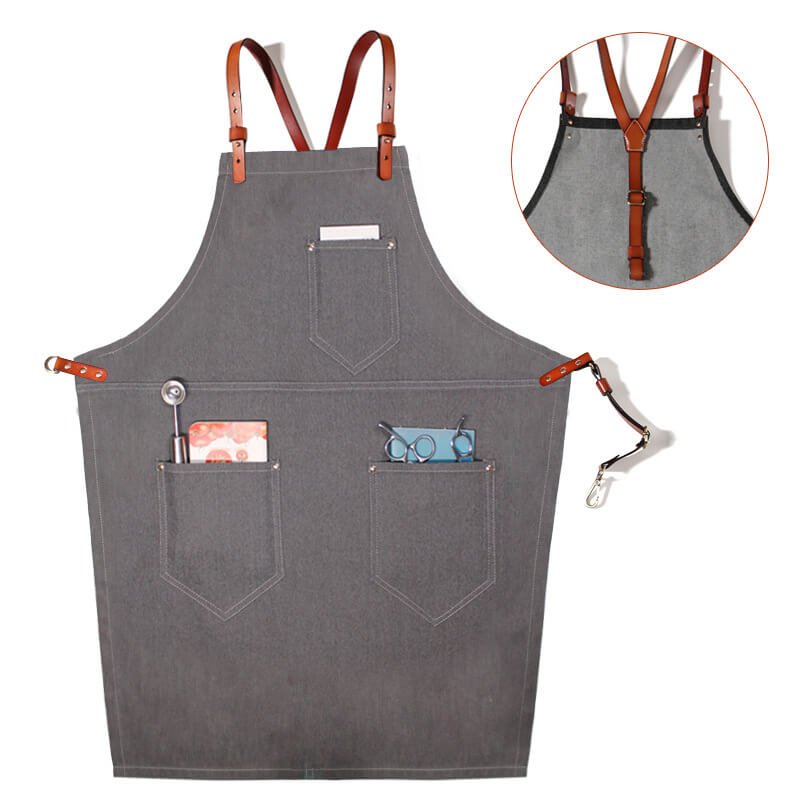 Denim hairstylist apron coffee maker milk tea barber shop flower art manicure restaurant work apron - Image 2