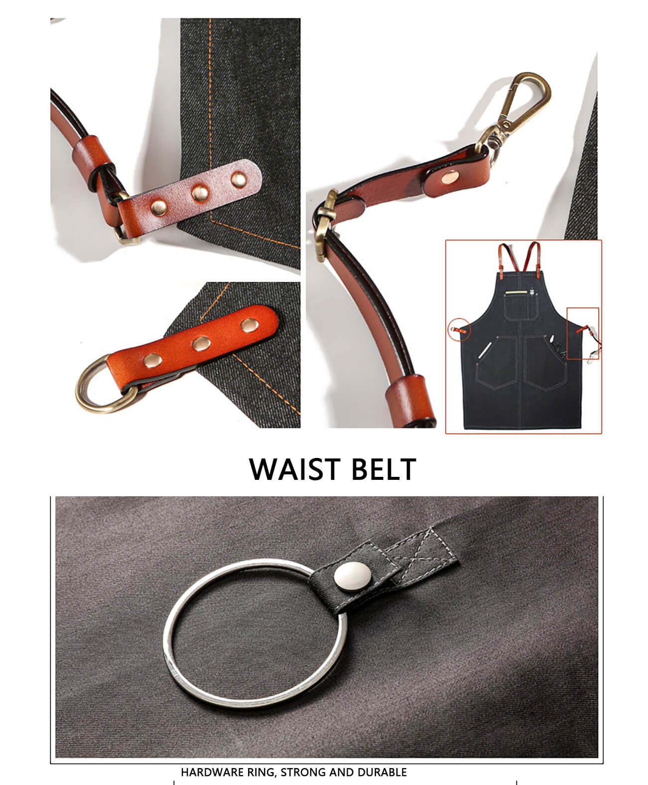 Denim hairstylist apron coffee maker milk tea barber shop flower art manicure restaurant work apron - Image 3