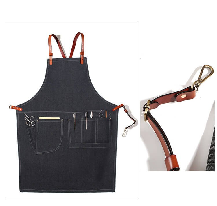 Denim hairstylist apron coffee maker milk tea barber shop flower art manicure restaurant work apron - Image 7