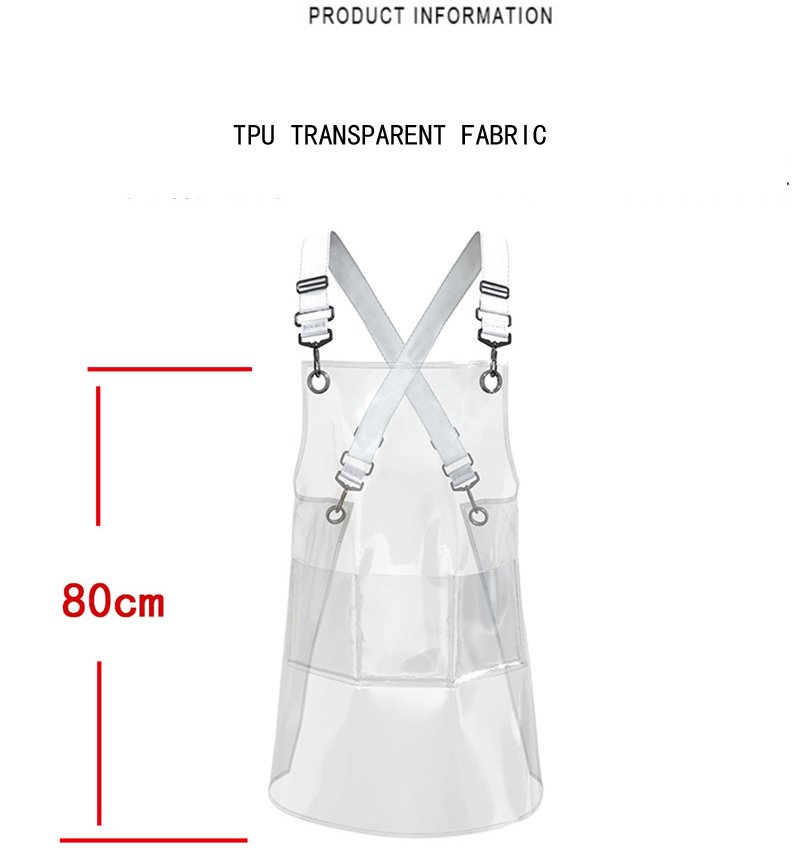 Transparent TPU apron solid color webbing adjustable water-resistant and oil-proof aquatic car wash barber work apron - Image 2