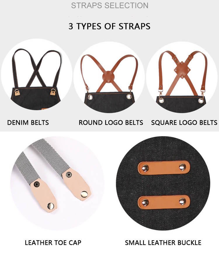 Denim apron wholesale commercial milk tea shop barista catering kitchen canvas suspenders work clothes female studio - Image 6