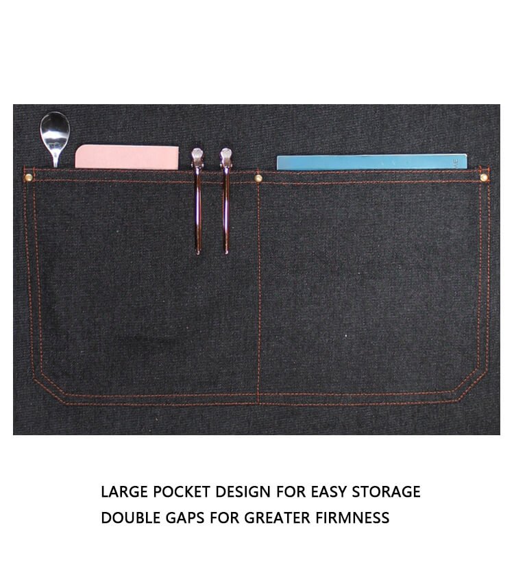 Denim apron high value restaurant work clothes customized logo milk tea coffee shop men and women overalls wholesale - Image 5