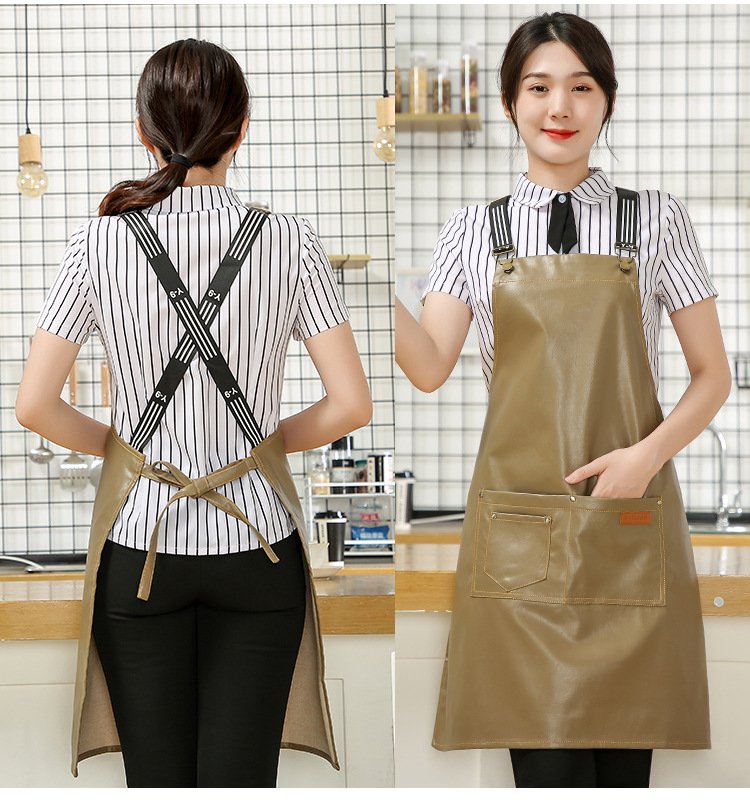 Customized logo printing on denim canvas fashionable women's aprons for restaurants, home use, wear-resistant kitchen workwear, car wash workwear, and seafood processing workwear. - Image 6