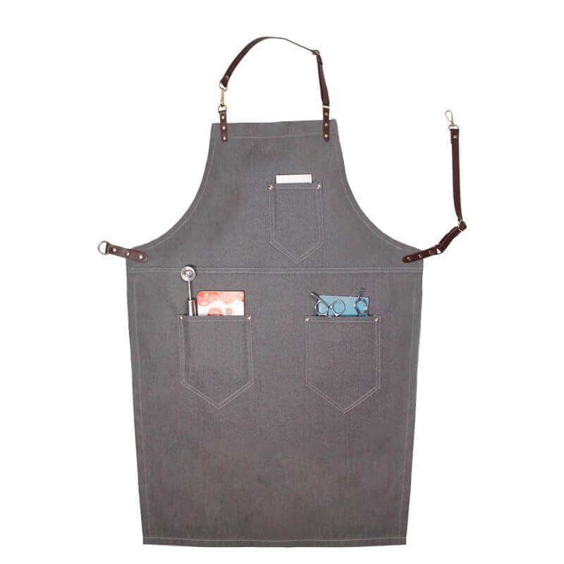 Halter denim apron with custom logo for restaurant coffee shop, tea shop, flower arrangement, barber, work clothes apron wholesale - Image 20