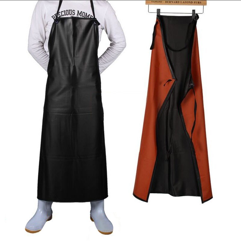 Solid color composite PVC apron kitchen chef industrial labor protection restaurant work clothes halter leather apron custom - Image 7