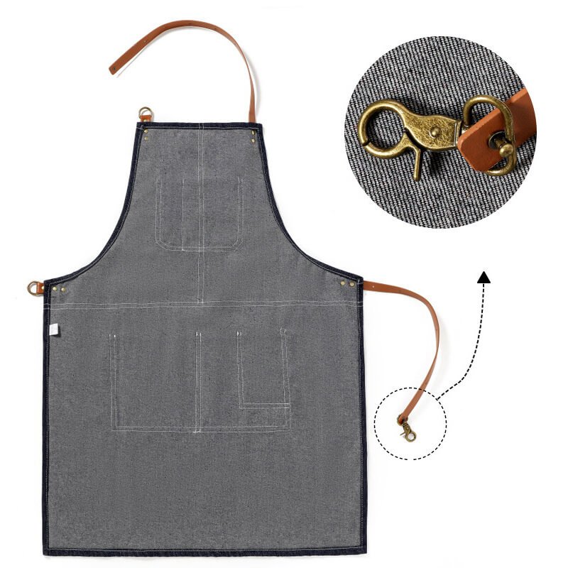 Denim apron high value restaurant work clothes customized logo milk tea coffee shop men and women overalls wholesale - Image 6