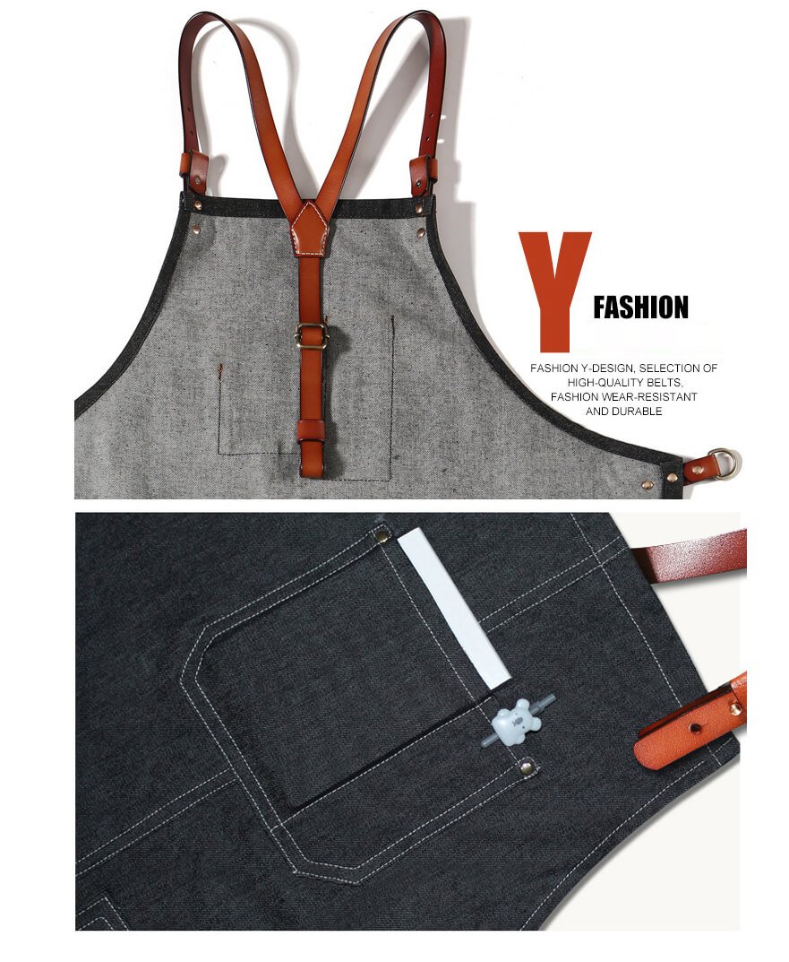 Denim hairstylist apron coffee maker milk tea barber shop flower art manicure restaurant work apron - Image 13