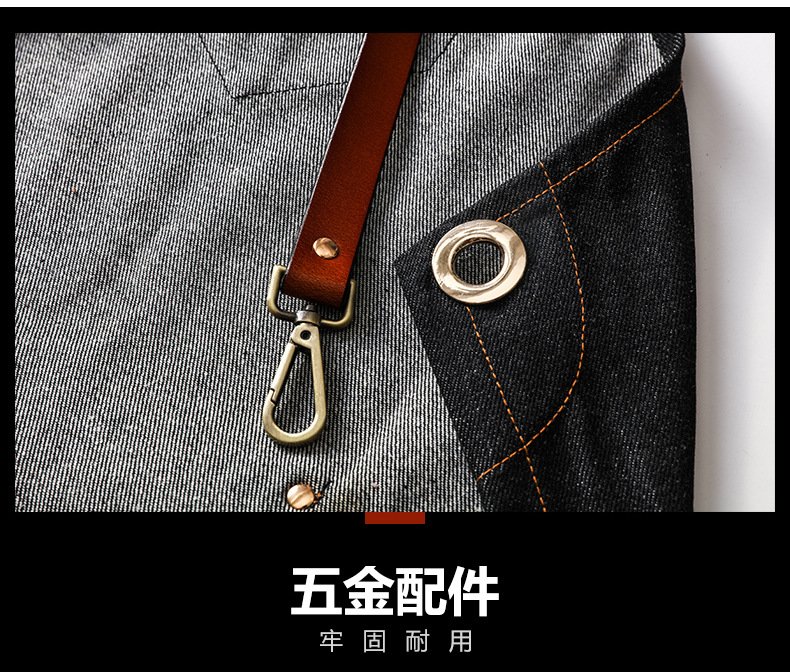 Denim apron custom logo printing milk tea shop barista barber florist men and women work clothes - Image 10