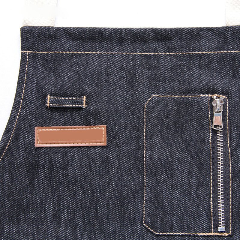 Manufacturers wholesale denim zipper apron barbecue bakery western restaurant cafe work clothes apron - Image 3