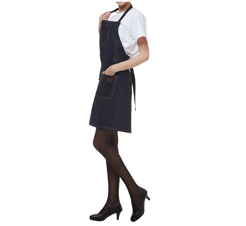 Fashion denim apron custom made logo barbecue western coffee tea shop work apron custom made wholesale - Image 2