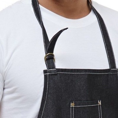 Fashion denim apron custom made logo barbecue western coffee tea shop work apron custom made wholesale - Image 6