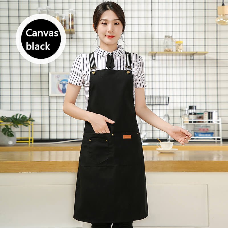 Customized logo printing on denim canvas fashionable women's aprons for restaurants, home use, wear-resistant kitchen workwear, car wash workwear, and seafood processing workwear. - Image 21