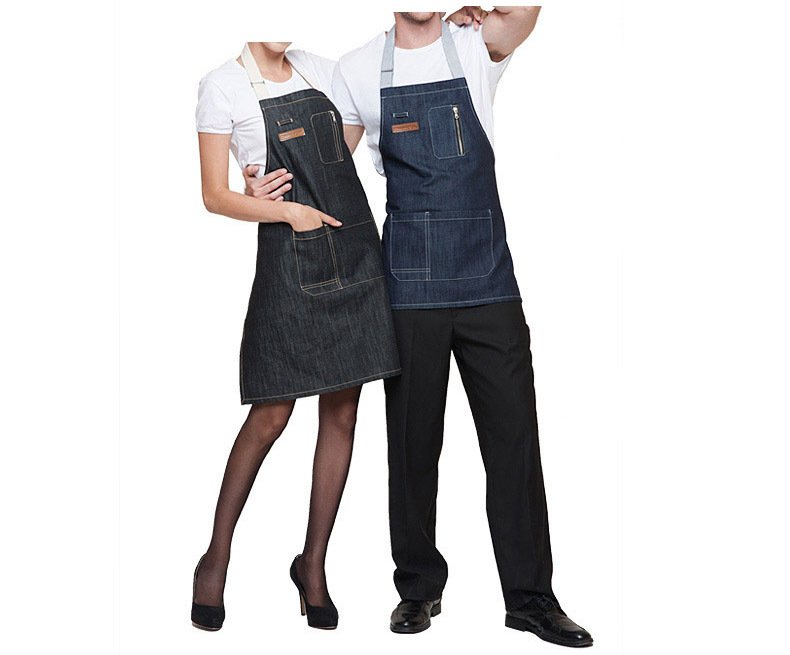 Manufacturers wholesale denim zipper apron barbecue bakery western restaurant cafe work clothes apron - Image 5