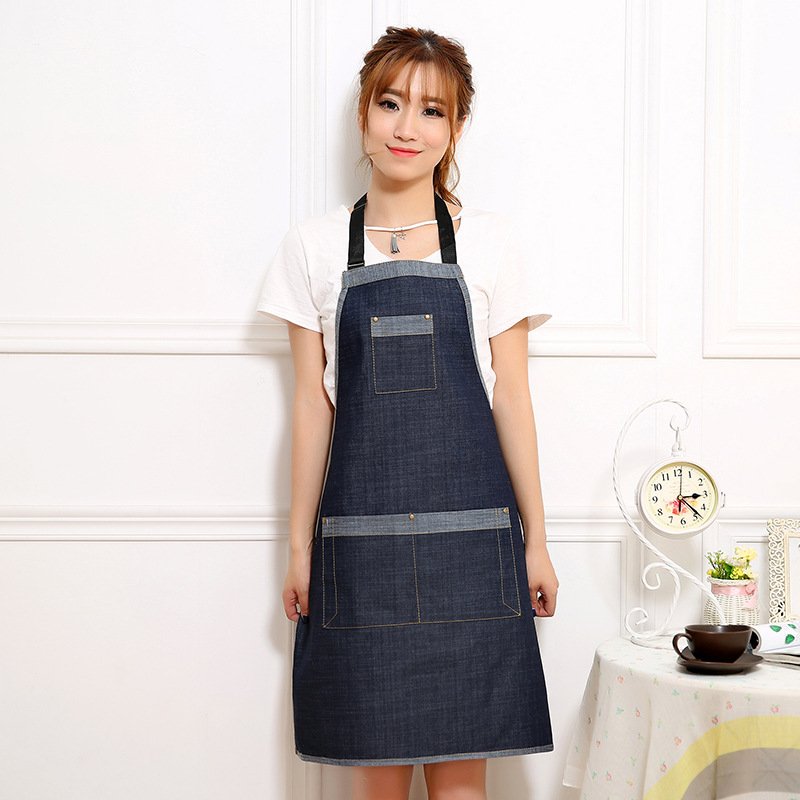 Denim Apron Printed Tea Shop Cafe Cake Shop Women's Nail Art Amazon Work Clothes Home Waist - Image 3