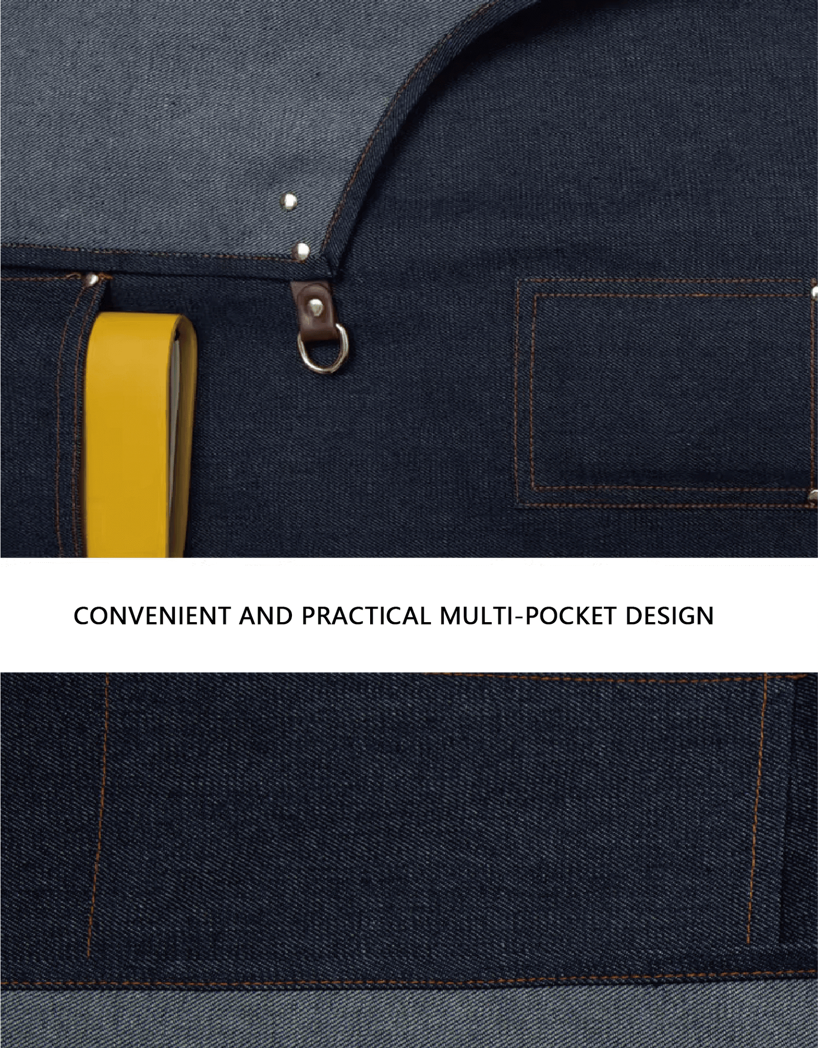 Halter denim apron with custom logo for restaurant coffee shop, tea shop, flower arrangement, barber, work clothes apron wholesale - Image 5