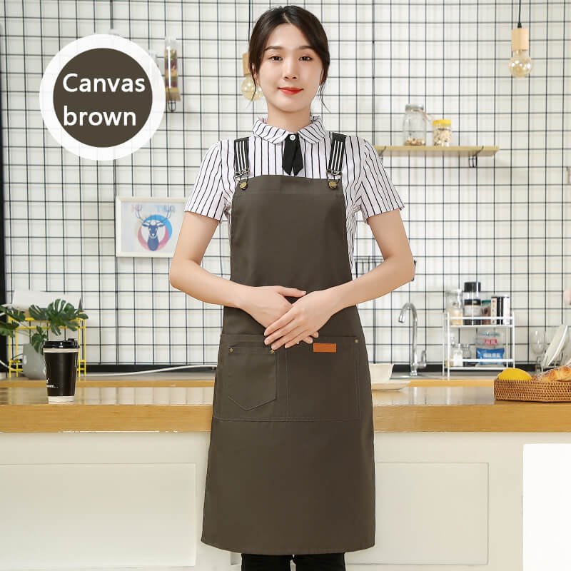 Customized logo printing on denim canvas fashionable women's aprons for restaurants, home use, wear-resistant kitchen workwear, car wash workwear, and seafood processing workwear. - Image 20