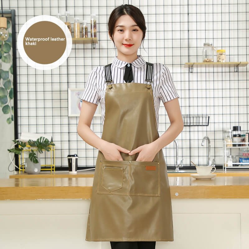 Customized logo printing on denim canvas fashionable women's aprons for restaurants, home use, wear-resistant kitchen workwear, car wash workwear, and seafood processing workwear. - Image 14