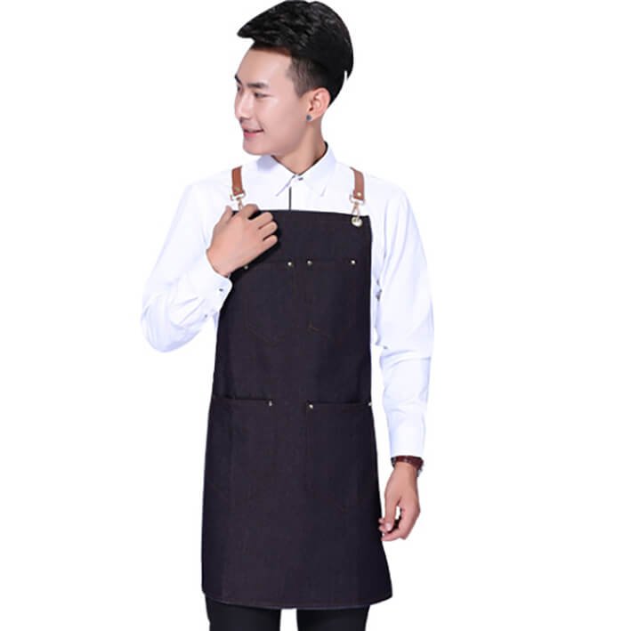 Denim apron Korean style fashion custom logo bar western restaurant home baking work apron - Image 2