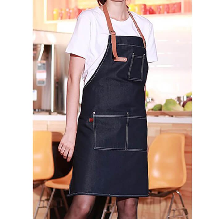 Denim apron Korean style fashion custom logo bar western restaurant home baking work apron - Image 5