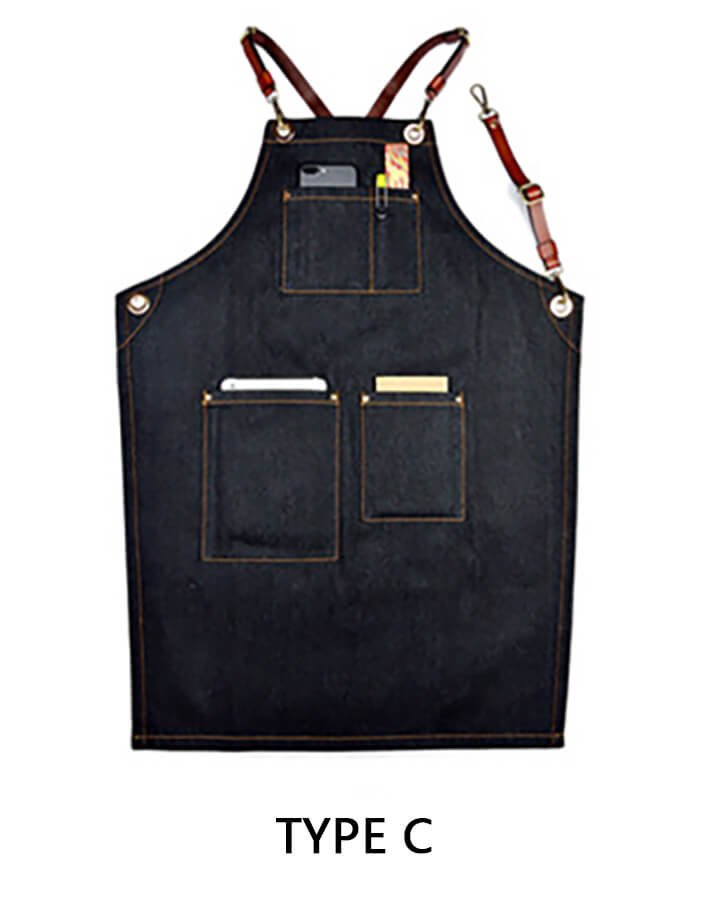 Denim apron Korean style fashion custom logo bar western restaurant home baking work apron - Image 6