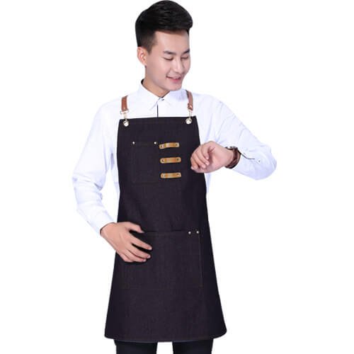Denim apron Korean style fashion custom logo bar western restaurant home baking work apron - Image 9