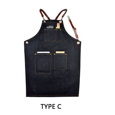 Denim apron Korean style fashion custom logo bar western restaurant home baking work apron - Image 11