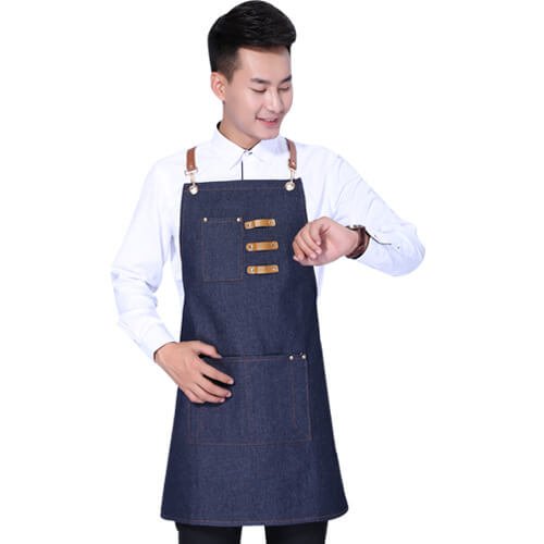 Denim apron Korean style fashion custom logo bar western restaurant home baking work apron - Image 12