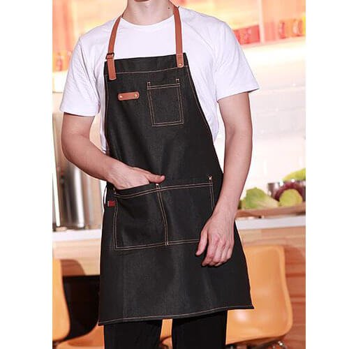 Denim apron Korean style fashion custom logo bar western restaurant home baking work apron - Image 14