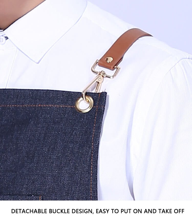 Denim apron Korean style fashion custom logo bar western restaurant home baking work apron - Image 16