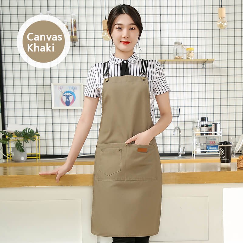 Customized logo printing on denim canvas fashionable women's aprons for restaurants, home use, wear-resistant kitchen workwear, car wash workwear, and seafood processing workwear. - Image 19