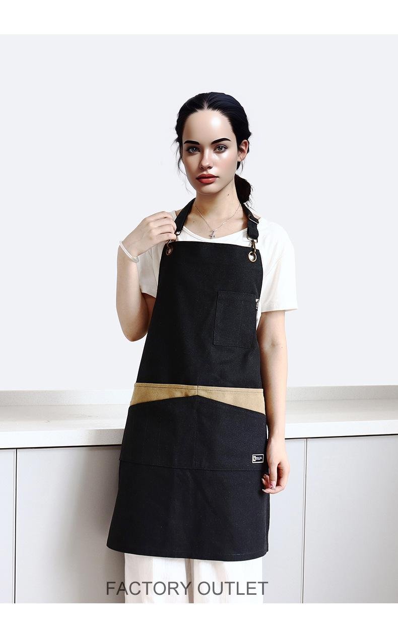 Neck hanging color canvas apron custom barber waist food tea coffee shop uniform apron - Image 3