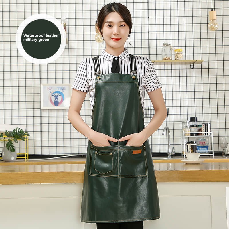 Customized logo printing on denim canvas fashionable women's aprons for restaurants, home use, wear-resistant kitchen workwear, car wash workwear, and seafood processing workwear. - Image 12
