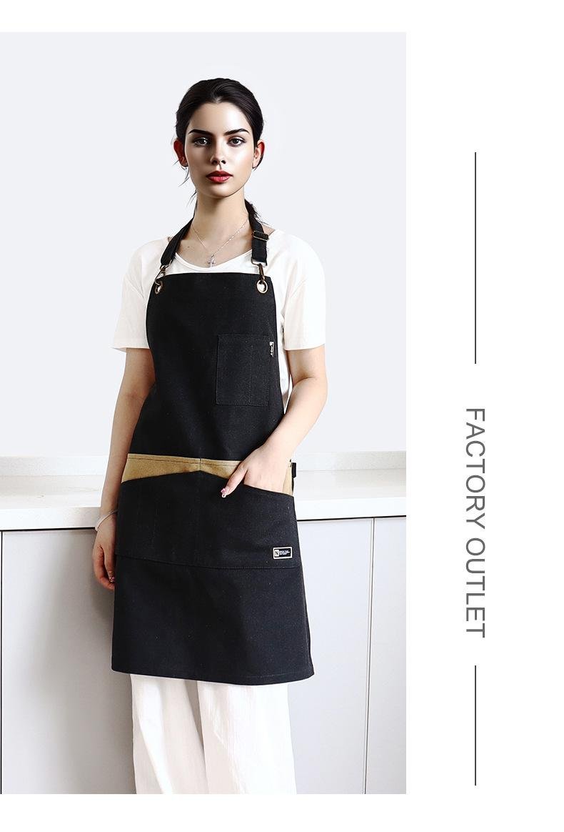 Neck hanging color canvas apron custom barber waist food tea coffee shop uniform apron - Image 4