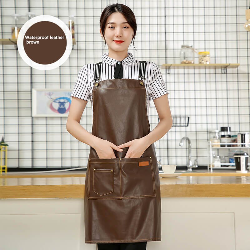 Customized logo printing on denim canvas fashionable women's aprons for restaurants, home use, wear-resistant kitchen workwear, car wash workwear, and seafood processing workwear. - Image 11