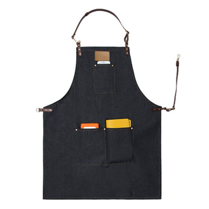 Halter denim apron with custom logo for restaurant coffee shop, tea shop, flower arrangement, barber, work clothes apron wholesale - Image 9