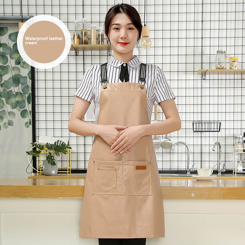 Customized logo printing on denim canvas fashionable women's aprons for restaurants, home use, wear-resistant kitchen workwear, car wash workwear, and seafood processing workwear. - Image 9