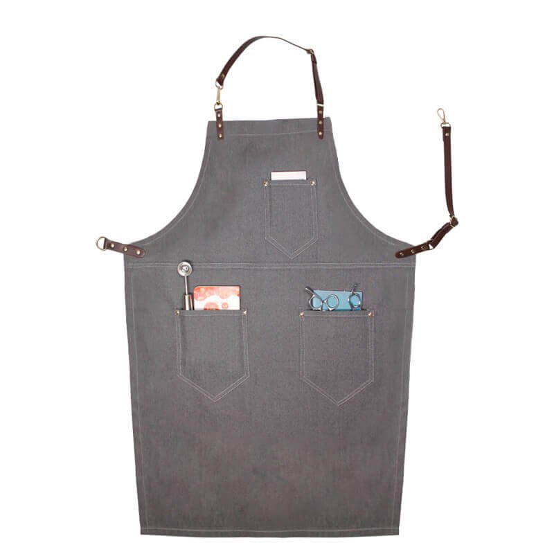 Halter denim apron with custom logo for restaurant coffee shop, tea shop, flower arrangement, barber, work clothes apron wholesale - Image 17