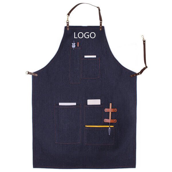 Halter denim apron with custom logo for restaurant coffee shop, tea shop, flower arrangement, barber, work clothes apron wholesale - Image 19