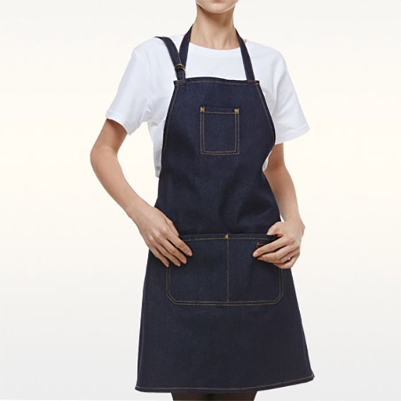Fashion denim apron custom made logo barbecue western coffee tea shop work apron custom made wholesale - Image 9