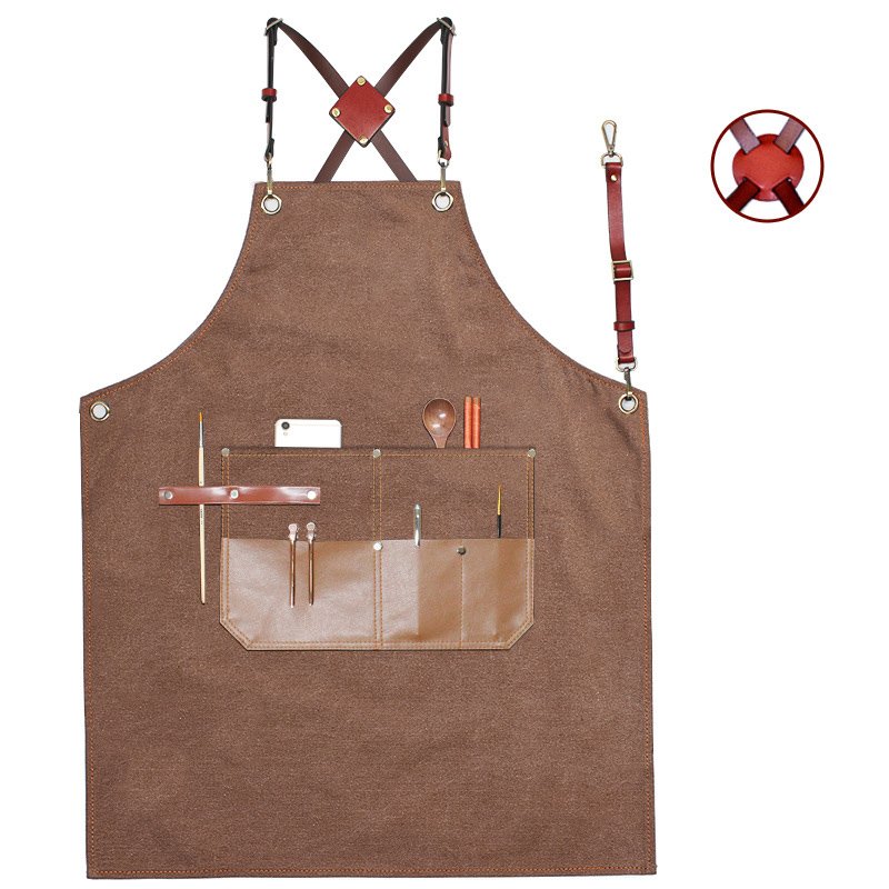 Barber shop denim apron custom LOGO printing hairstyle hairdresser painting art student fashion canvas work clothes - Image 8