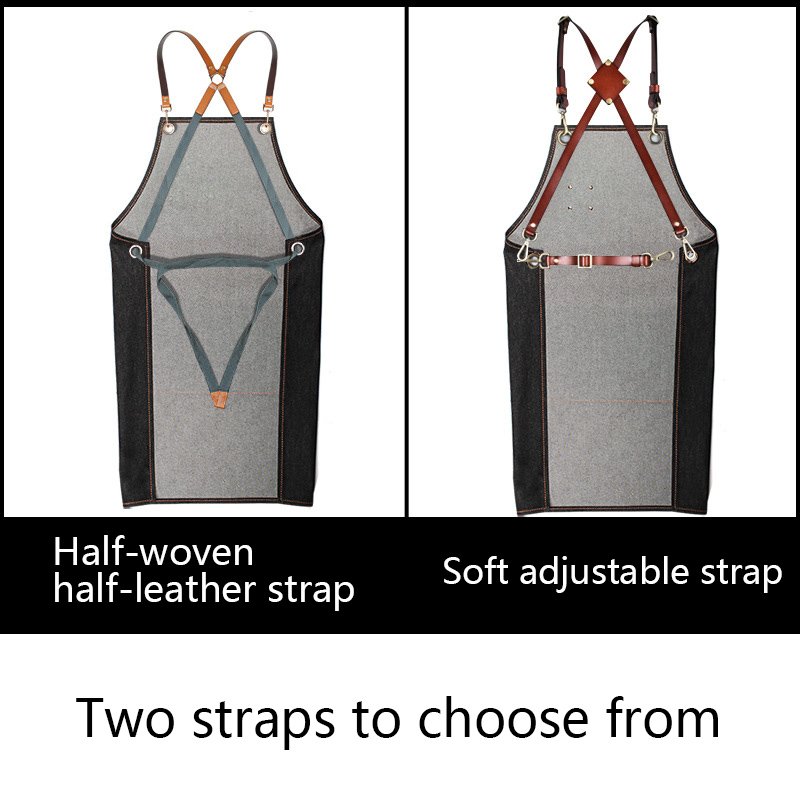 Barber shop denim apron custom LOGO printing hairstyle hairdresser painting art student fashion canvas work clothes - Image 10