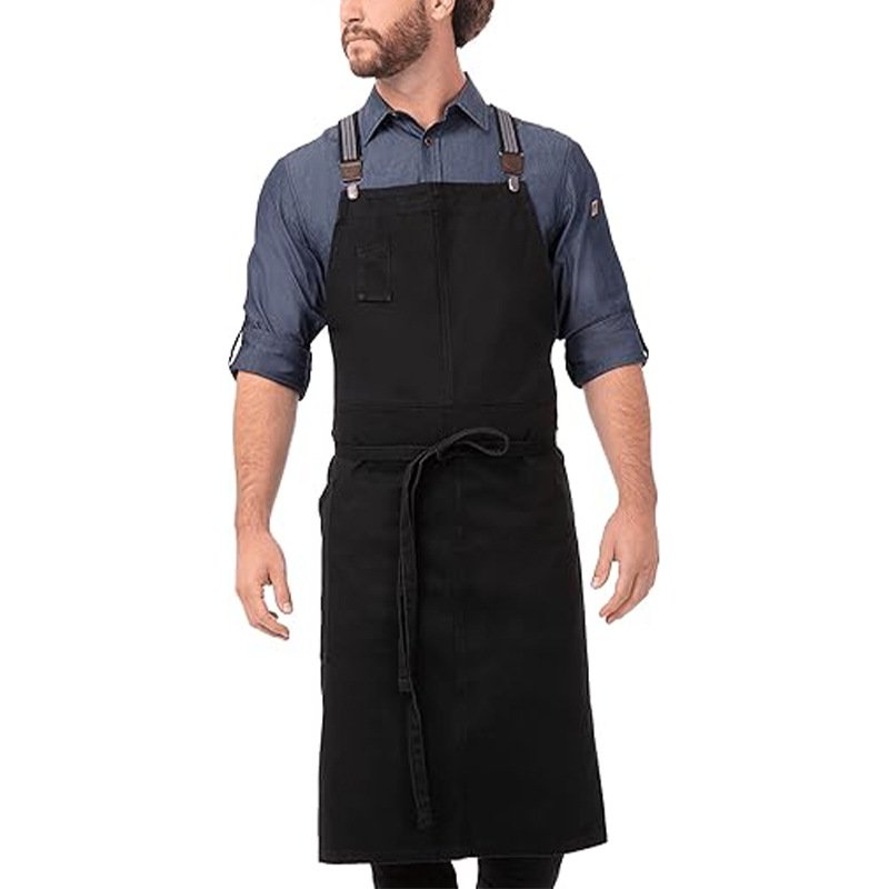 Japanese style apron custom denim long shoulder straps adjustable waist coffee shop work clothes custom - Image 6