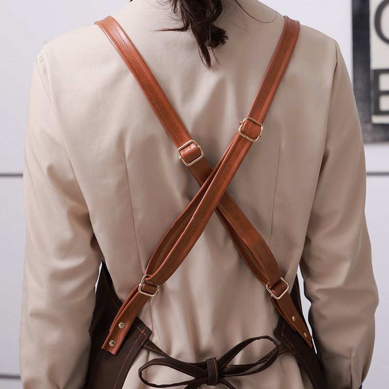 Denim canvas apron chef restaurant work clothes barbecue baking coffee shop apron custom logo - Image 6