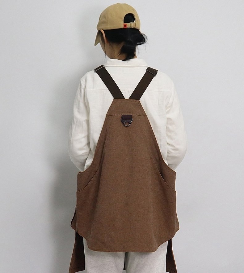 Fashion thick canvas apron Amazon outdoor logo picnic camping large pocket vest style work clothes apron - Image 10