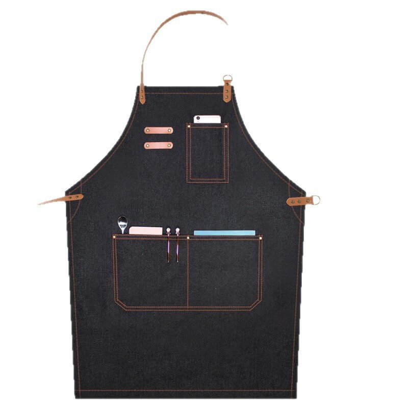 Denim apron high value restaurant work clothes customized logo milk tea coffee shop men and women overalls wholesale - Image 8