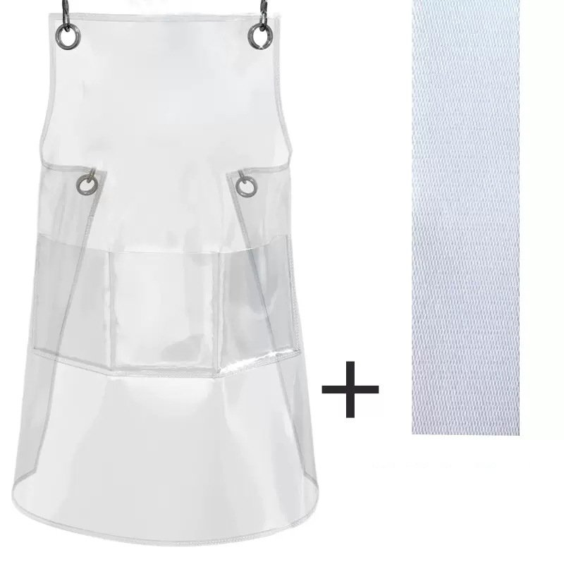 Transparent TPU apron solid color webbing adjustable water-resistant and oil-proof aquatic car wash barber work apron - Image 4