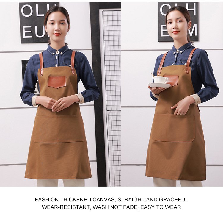 Denim canvas apron chef restaurant work clothes barbecue baking coffee shop apron custom logo - Image 7